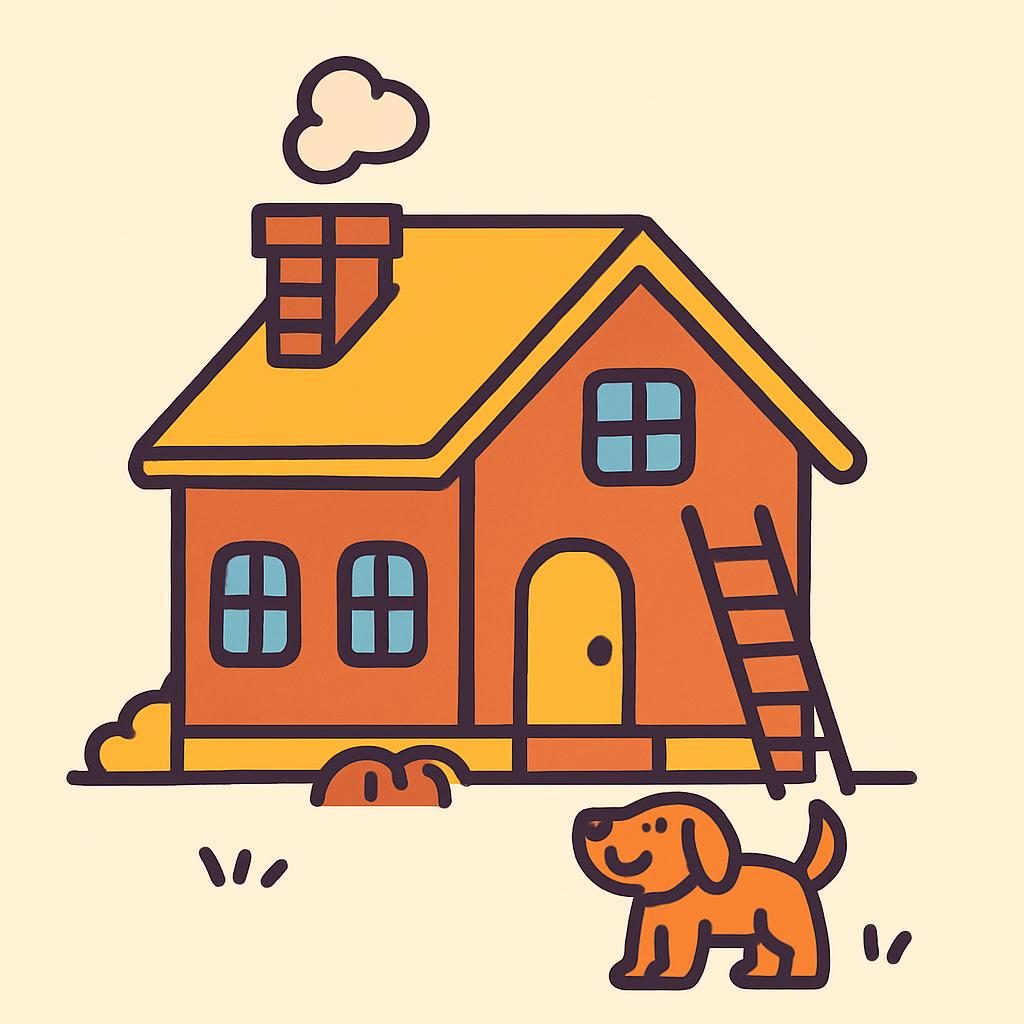 Drawing of a house with a chimney